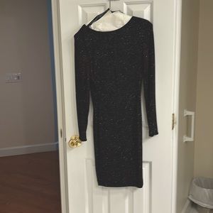 Black beaded cocktail dress.